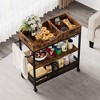 Whizmax 3 Tier Bar Cart with Wheels, Two Portable Trays, Wine Rack, Glasses Holder, Industrial Serving Cart for Kitchen, Living Room, Dining Room - 2 of 4