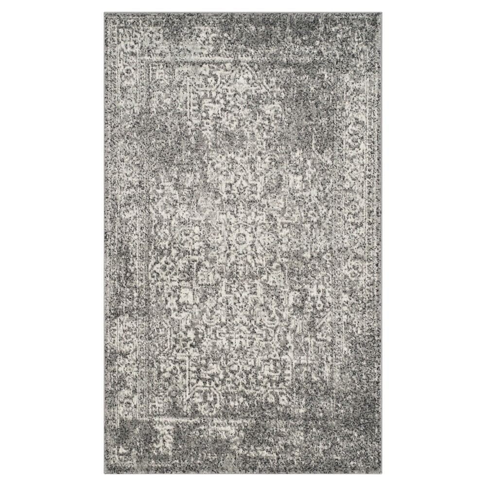 3'x5' Hestia Burst Loomed Area Rug Gray/Ivory - Safavieh