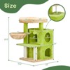 33" Cat Tree Cat Tower for Indoor Cats, Cat Activity Center Play House with Large Padded Perch, Hammock Scratching Posts & Dangling Ball Green - 2 of 4