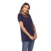 Women's Crisscross Neck Short Sleeve Top - White Mark - 2 of 4