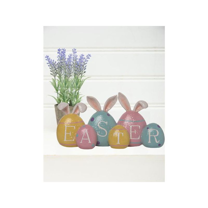 Transpac Resin 10.5" Multicolor Easter Bunny Eggs Decor Piece, 4 of 5