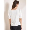 INSPIRE CHIC Women's Work Elegant Sweetheart Neck Half Puff Sleeve Office Work Satin Blouse - 4 of 4