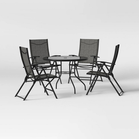 Kingman 5pc Sling Folding Patio Dining Set Dark Gray Project