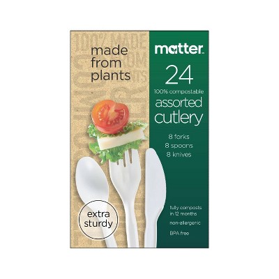 Matter 100% Compostable Forks, Spoons & Knives - 24ct