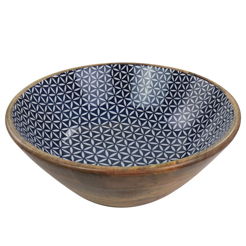 Large Mango Wood Serving Bowl in Five-Point Blue, 2 of 9