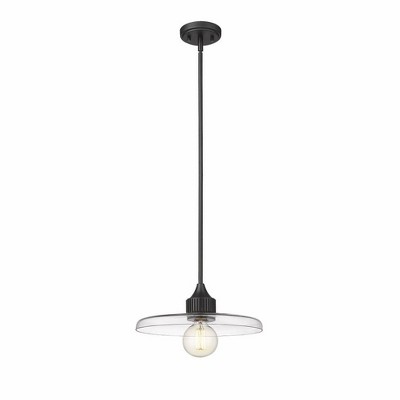 Matte Black and Nickel 14" Contemporary Indoor/Outdoor Pendant Light