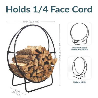 Black Tubular Steel 40-Inch Round Firewood Log Rack