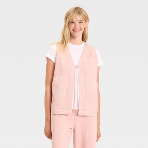 Women's Denim Tie-Front Utility Vest - Universal Thread™ - 1 of 3