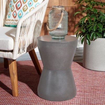 Transitional Round Acrylic Side Table in Dark Grey
