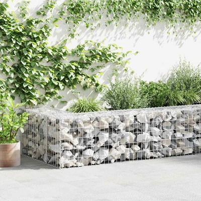VidaXL Gabion Wall with Covers Galvanized Steel 118.1"x11.8"x19.7"