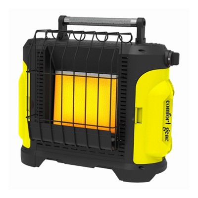Comfort Gear Portable Propane Space Heater, Indoor/Outdoor 10,000 BTU Powerful Radiator Warmer for 250 Square Feet Spaces, Black/Yellow