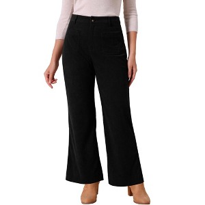 INSPIRE CHIC Women's Corduroy Casual High Waisted One Buttoned Wide Leg Pants with Pockets - 1 of 4