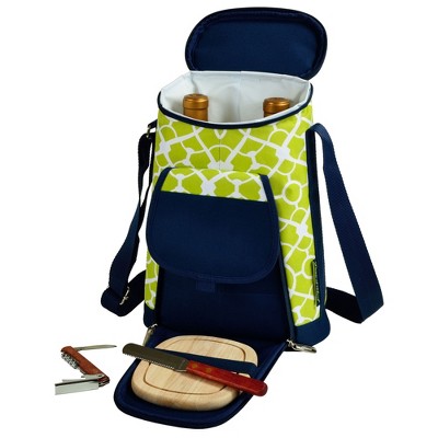 Picnic at Ascot Two Bottle Wine Cooler with Cutting Board, Knife & Corkscrew