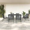 vidaXL Patio Dining Set Outdoor Table and Chair Black Steel and Textilene - 59.1" Table Length 6 Items - 2 of 4