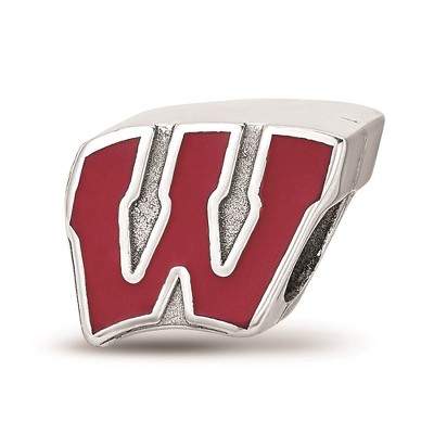Black Bow Jewelry Sterling Silver Wisconsin Badgers NCAA Bead Charm