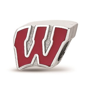 Black Bow Jewelry Sterling Silver Wisconsin Badgers NCAA Bead Charm - 1 of 4
