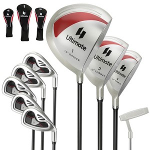 Costway 9 PCS Women's Complete Golf Club Set Right Handed with 460cc Alloy Driver Irons Pink/Red - 1 of 4