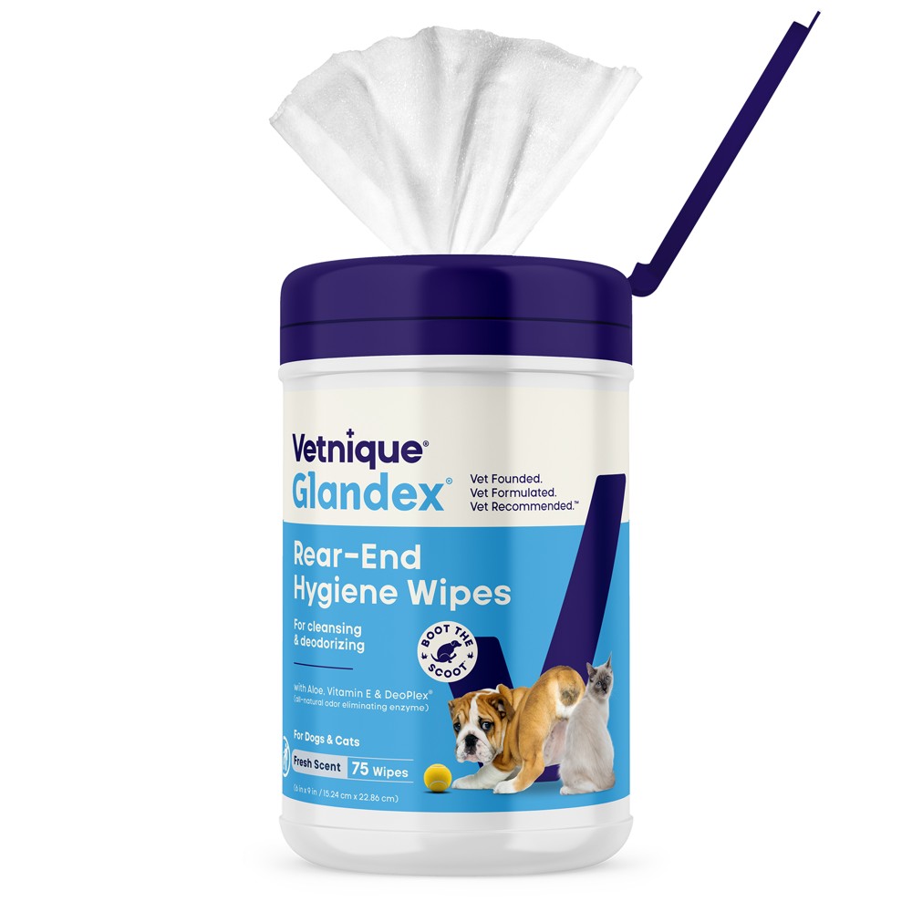 Vetnique Glandex Dog Rear End Wipes - 16oz/75ct