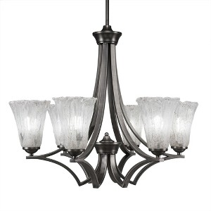 Toltec Lighting Zilo 6 - Light Chandelier in  Graphite with 5.5" Fluted Italian Ice Shade - 1 of 1