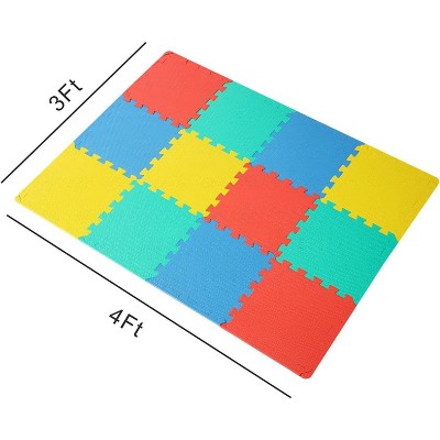 Multicolor Foam Interlocking Puzzle Floor Mat with Borders