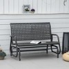 Outsunny 2-Person Outdoor Wicker Glider Bench Patio Garden PE Rattan Swing Loveseat Chair with Extra Wide Seat and Curved Backrest Dark Gray - 2 of 4