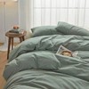 100 Washed Cotton Duvet Cover, Reversible Green, Breathable Soft - 2 of 4