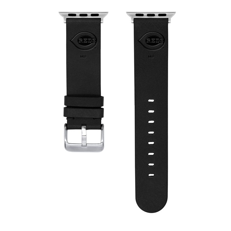 MLB Cincinnati Reds Apple Watch Compatible Leather Band - Black, 2 of 4