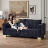 3-Seater Chenille Deep-Seat Sofa with Wide Armrests & Stainless-Steel Legs - 2 of 4