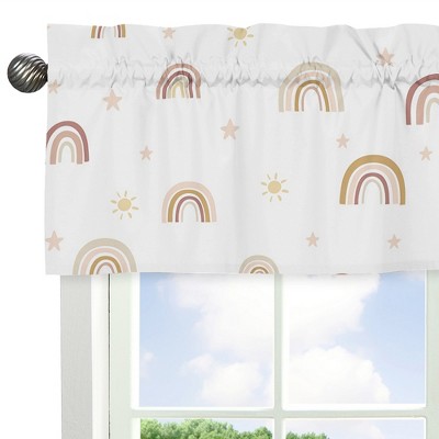 Boho Rainbow Blush Pink and Beige Rod Pocket Valance