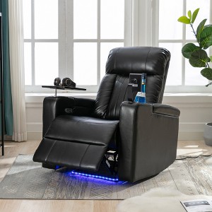 Whisen Power Recliner with Storage Arms, Cupholders & Tray Table - Black - 1 of 4