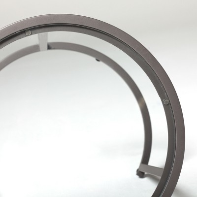 Camber Pewter Metal and Glass Round Nesting Table Set