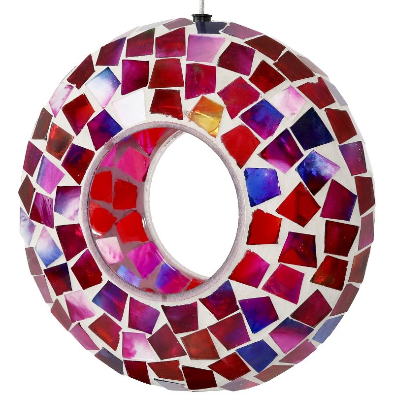 Sunnydaze Outdoor Garden Patio Round Glass with Mosaic Design Hanging Fly-Through Bird Feeder - 6", 1 of 12