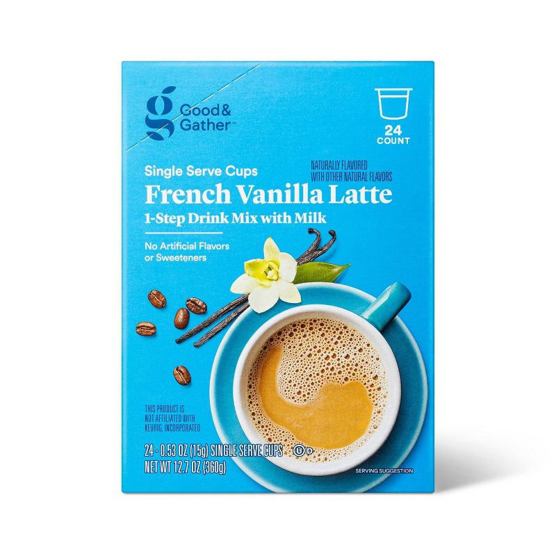 French Vanilla Latte Naturally Flavored with other Natural Flavors Single Serve Cups - 12.7oz - Good &#38; Gather&#8482;, 1 of 4