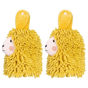 REGALWOVEN Cute Cartoon Alpaca Soft Absorbent Chenille Decorative Hand Towels 2 Pcs - 1 of 4