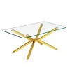 Bencmate Coffee Tables Rectangular Glass End Table With Glass Top And Metal Legs, Modern Simple Design, Adjustable Feet, Gold, 23.62"*39.37"*16.93" - 4 of 4