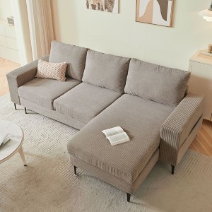 XIZZI Upholstered Sectional Sofa with Comfy Chaise Large Deep Seat, Minimalist Modular Couches Sleeper for Living Room Bedroom Apartment Lounge - 1 of 4