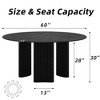 PexFix 60" Modern Round Dining Table with Striped Column Legs Solid Wood Kitchen Table Anti-Scratch Footpads for Dining Room & Kitchen Bar in Black - 4 of 4
