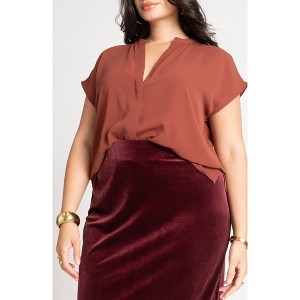 ELOQUII Women's Plus Size Notch Collar Blouse - 1 of 4