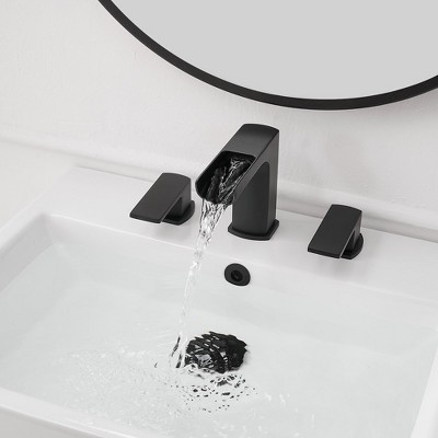 Matte Black Stainless Steel Waterfall Double-Handle Faucet Set