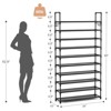 Aoibox 10-Tier Large Capacity Shoe Rack with Hooks, Sturdy Metal Shelf for Entryway, Closet, Bedroom, Holds 50 Pairs - 4 of 4