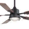 Airsurfer 52" Matte Black Ceiling Fan with Color-Changing Light,  with Dual-Tone Wood Blades, 5-Blade, Remote Included - 2 of 4