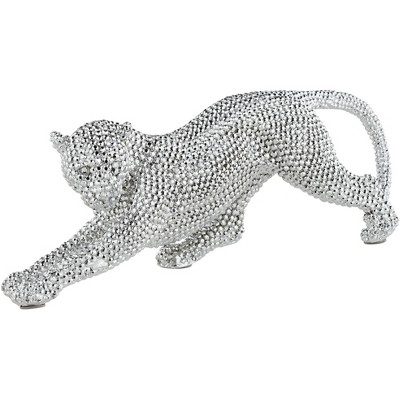 Studio 55D Silver Prowling Leopard 17 1/2" Wide Sculpture