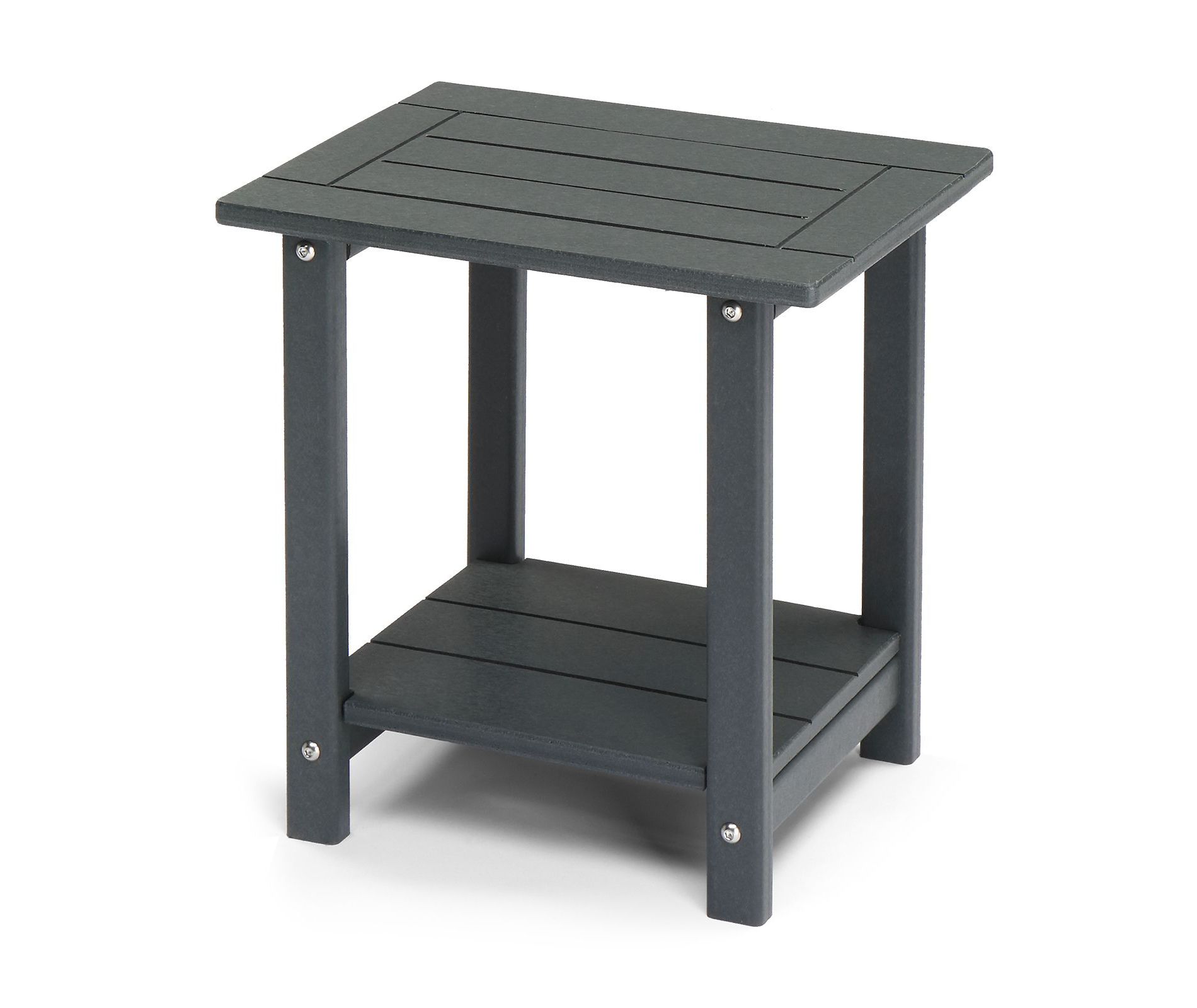 Karl Home | Gray Rectangular Double-Layer HDPE Side Table