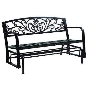 Living Accents 3 Person Black Steel Bench Glider : Target