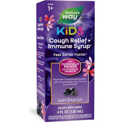 Nature's Way Kids Sambucus Cough Relief + Immune Syrup 4 Oz