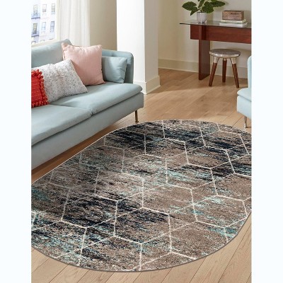 Unique Loom 4' 0 X 6' 0 Trellis Frieze Blue Multi Area Rug : Target