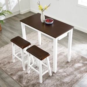 KWPZQEB 3 Piece Dining Table Set, Bar Table and Chairs Set, Modern Breakfast Dinette Set with 2 Stools, Compact Table for Dining Room, Kitchen, white - 1 of 4