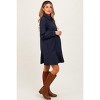 Pinkblush Navy Striped Long Sleeve Drop Waist Maternity Polo Dress - 3 of 4