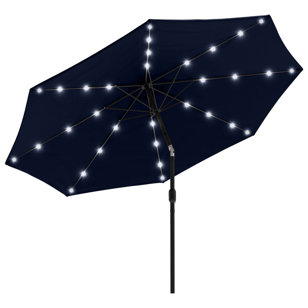 Photos - Parasol Pure Garden 10' Octagon Outdoor Patio Market Umbrella with Lights: UV Prot