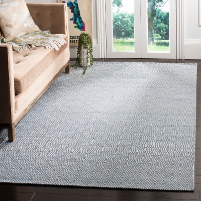 Coastal Charm Blue/Ivory Diamond Handwoven Wool 6' x 9' Rug